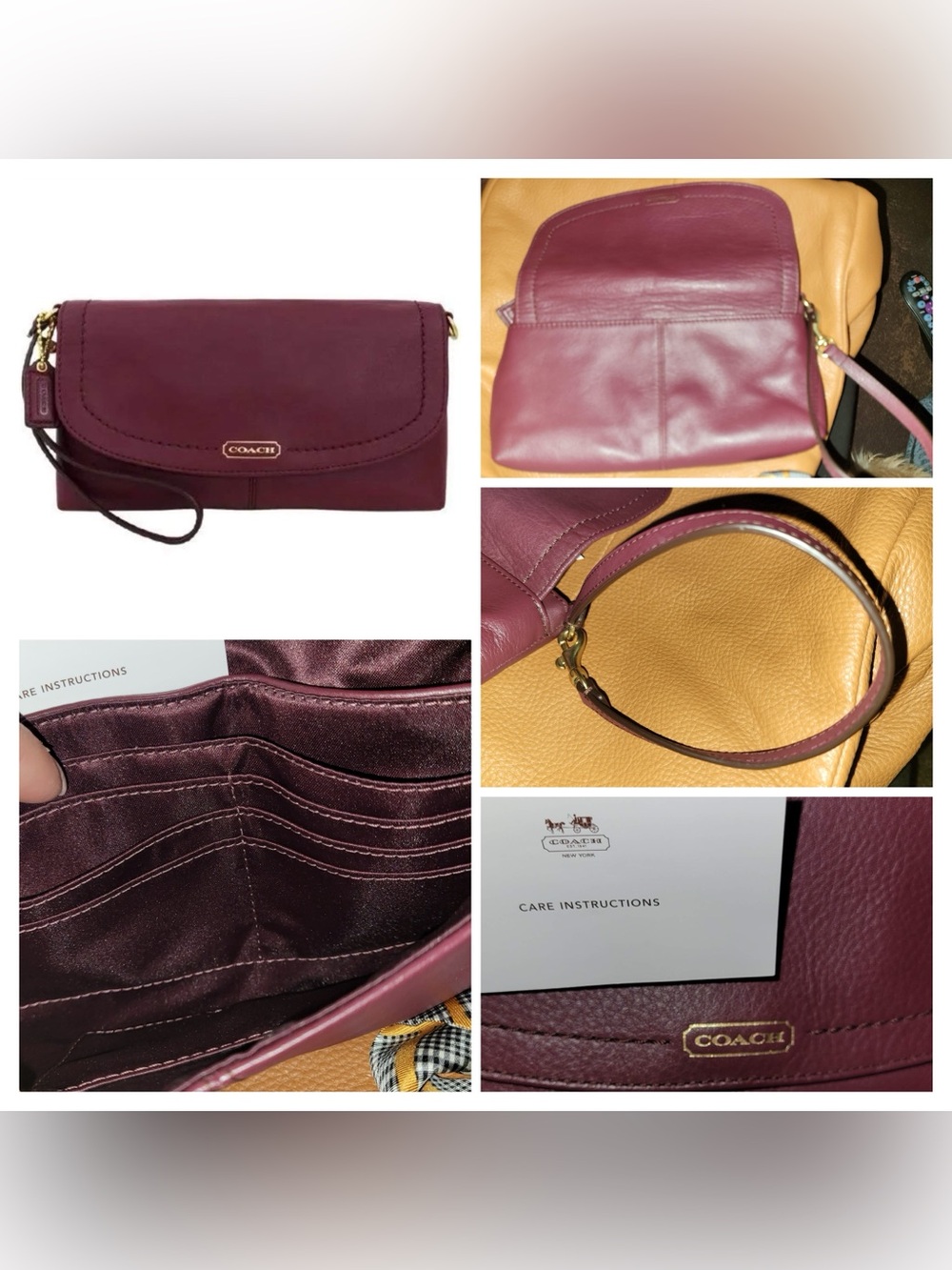 COACH Oxblood Leather Wristlet Wallet NWOT
